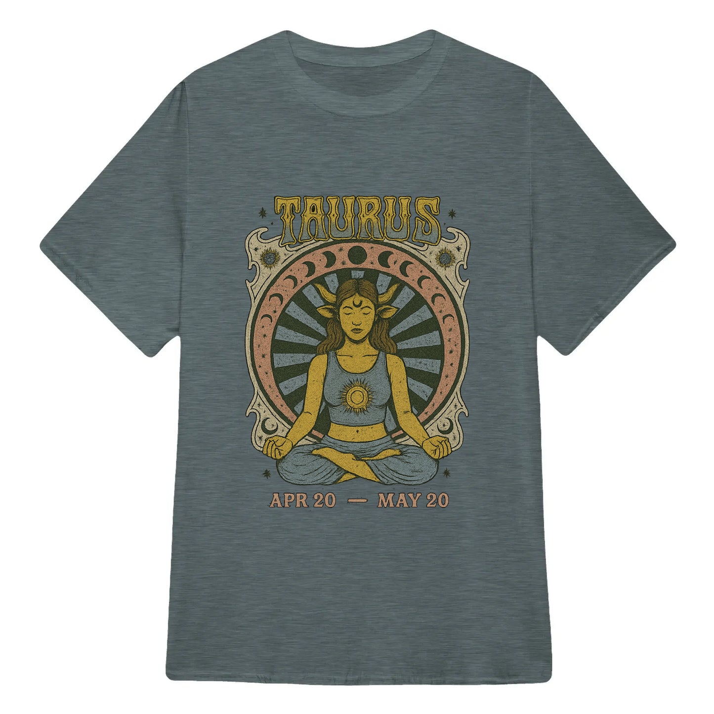 Taurus Zodiac Meditation Moon Phase Yoga Classic Unisex T-Shirt | 5To9Style