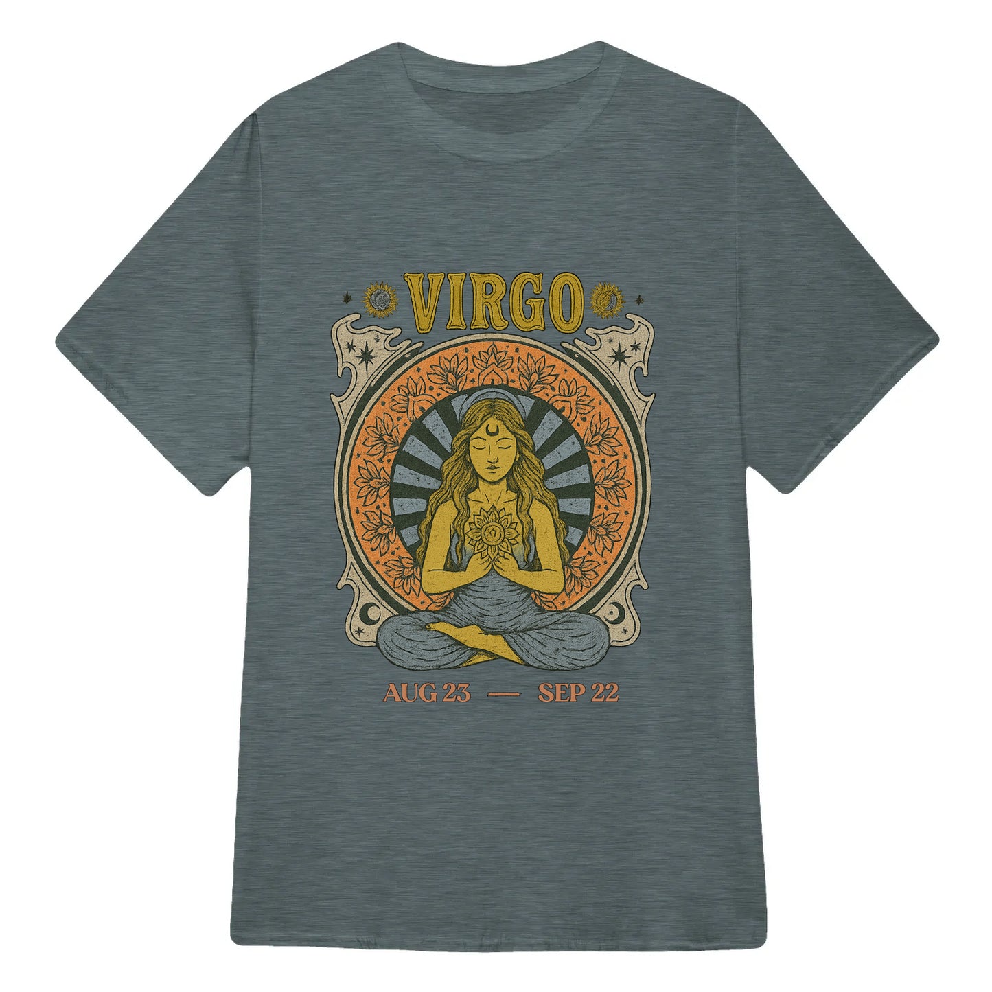 Virgo Zodiac Meditation Moon Phase Yoga Classic Unisex T-Shirt | 5To9Style