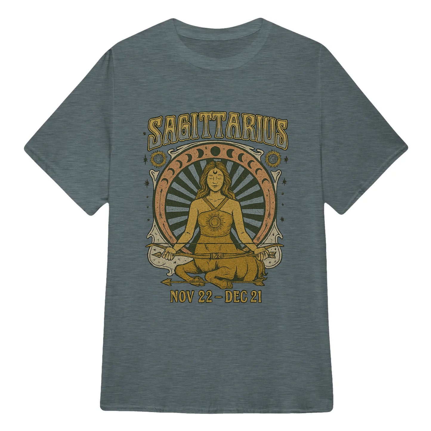 Sagittarius Zodiac Meditation Moon Phase Yoga Classic Unisex T-Shirt | 5To9Style