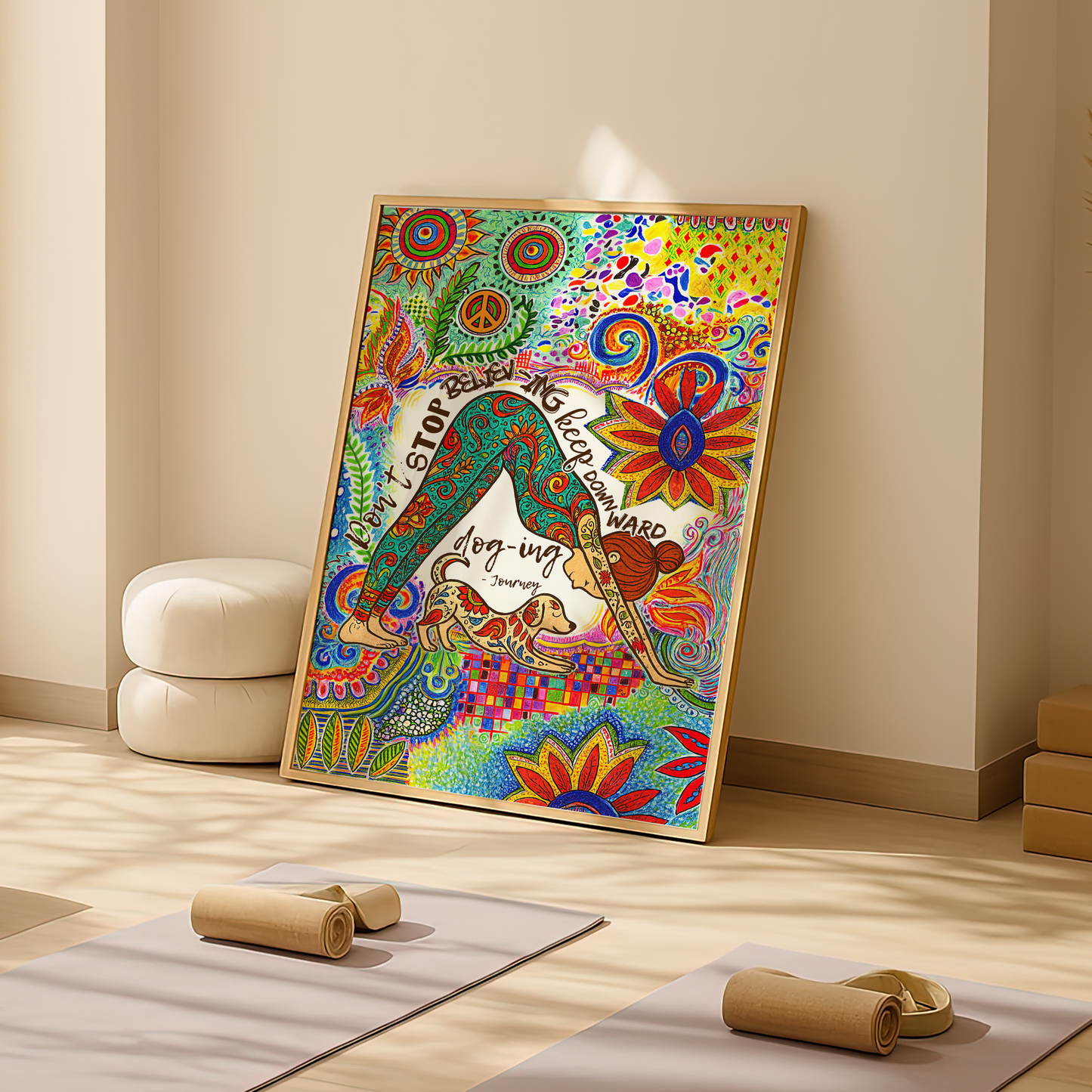 Yoga Don't Stop Believing, Keep Downward Dog Journey No Frame Poster | 5To9Style