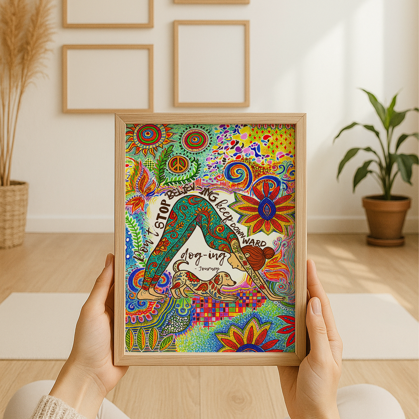 Yoga Don't Stop Believing, Keep Downward Dog Journey No Frame Poster | 5To9Style