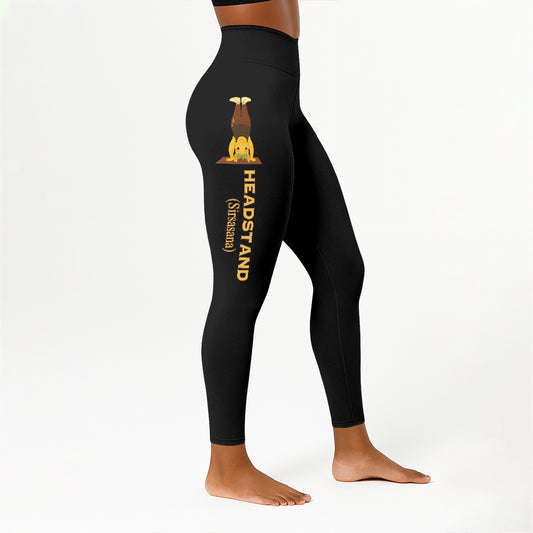 Headstand (Sirsasana) Chill Llama Yoga Pants All-Over Print Women's High Waist Leggings | 5To9Style