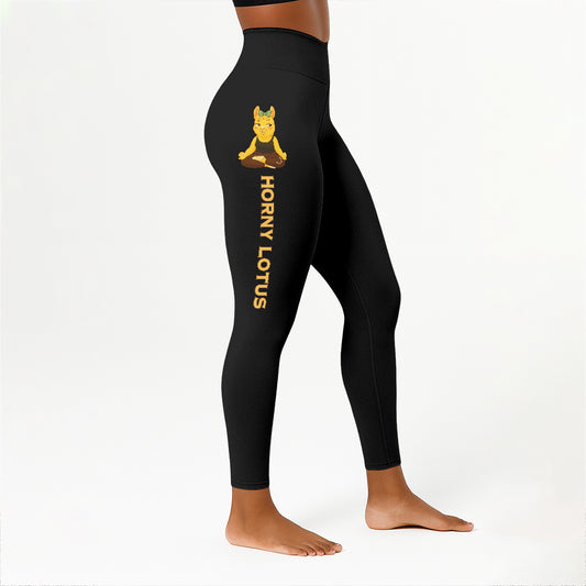 Horny Lotus Chill Llama Yoga Pants All-Over Print Women's High Waist Leggings | 5To9Style