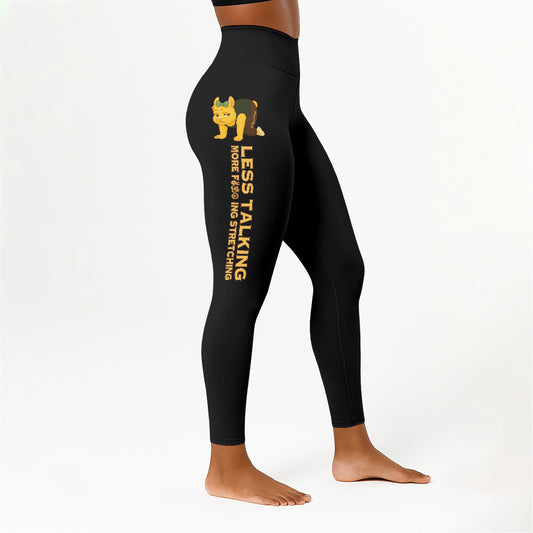 Less Talking, More Fcking Stretching Chill Llama Yoga Pants All-Over Print Women's High Waist Leggings | 5To9Style