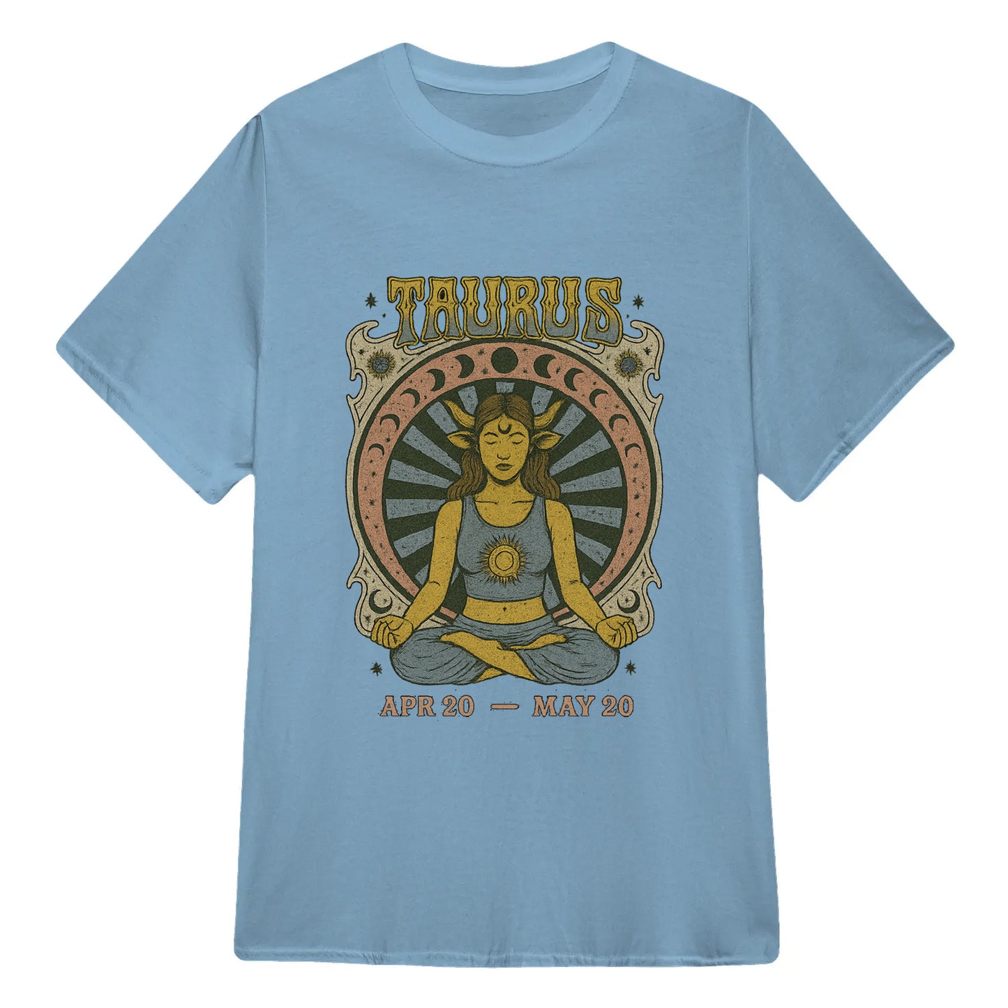 Taurus Zodiac Meditation Moon Phase Yoga Classic Unisex T-Shirt | 5To9Style