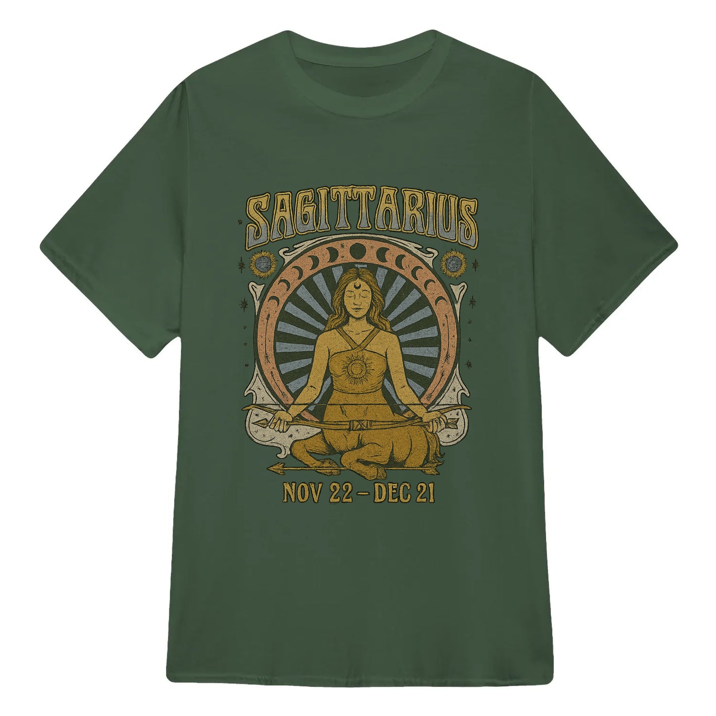 Sagittarius Zodiac Meditation Moon Phase Yoga Classic Unisex T-Shirt | 5To9Style