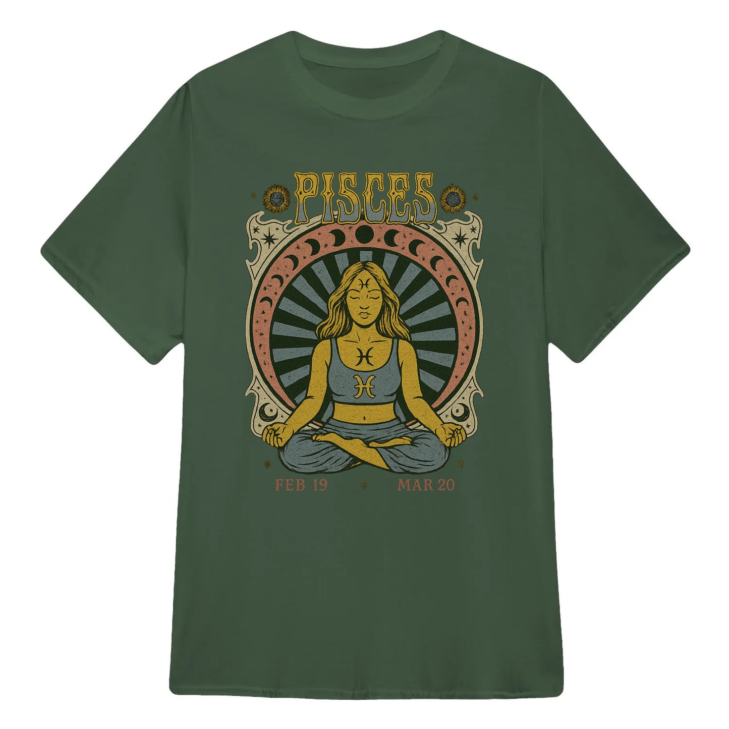 Pisces Zodiac Meditation Moon Phase Yoga Classic Unisex T-Shirt | 5To9Style