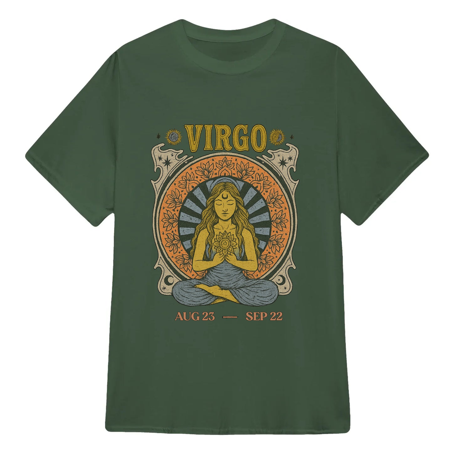 Virgo Zodiac Meditation Moon Phase Yoga Classic Unisex T-Shirt | 5To9Style