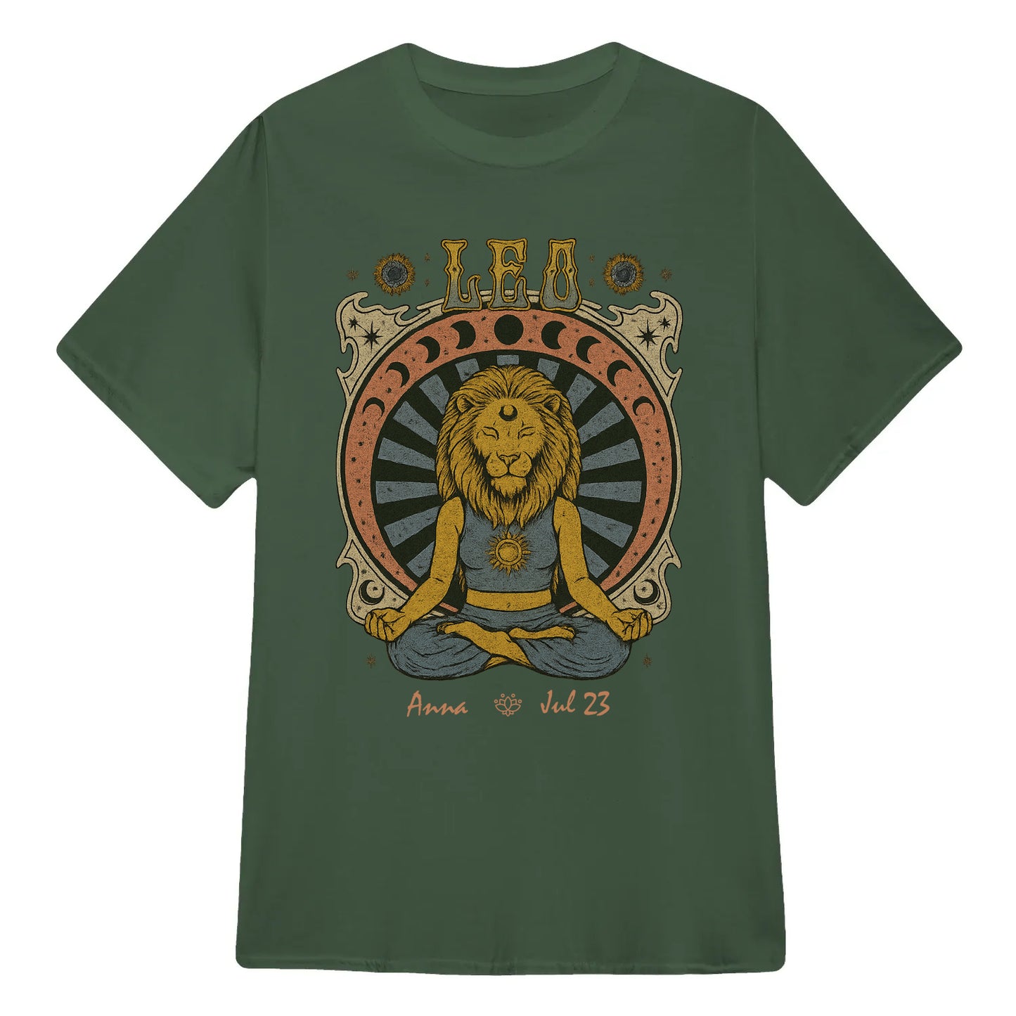 Zodiac Leo Meditation Mandala Sun and Moon Symbols Yoga Classic Unisex T-Shirt | 5To9Style