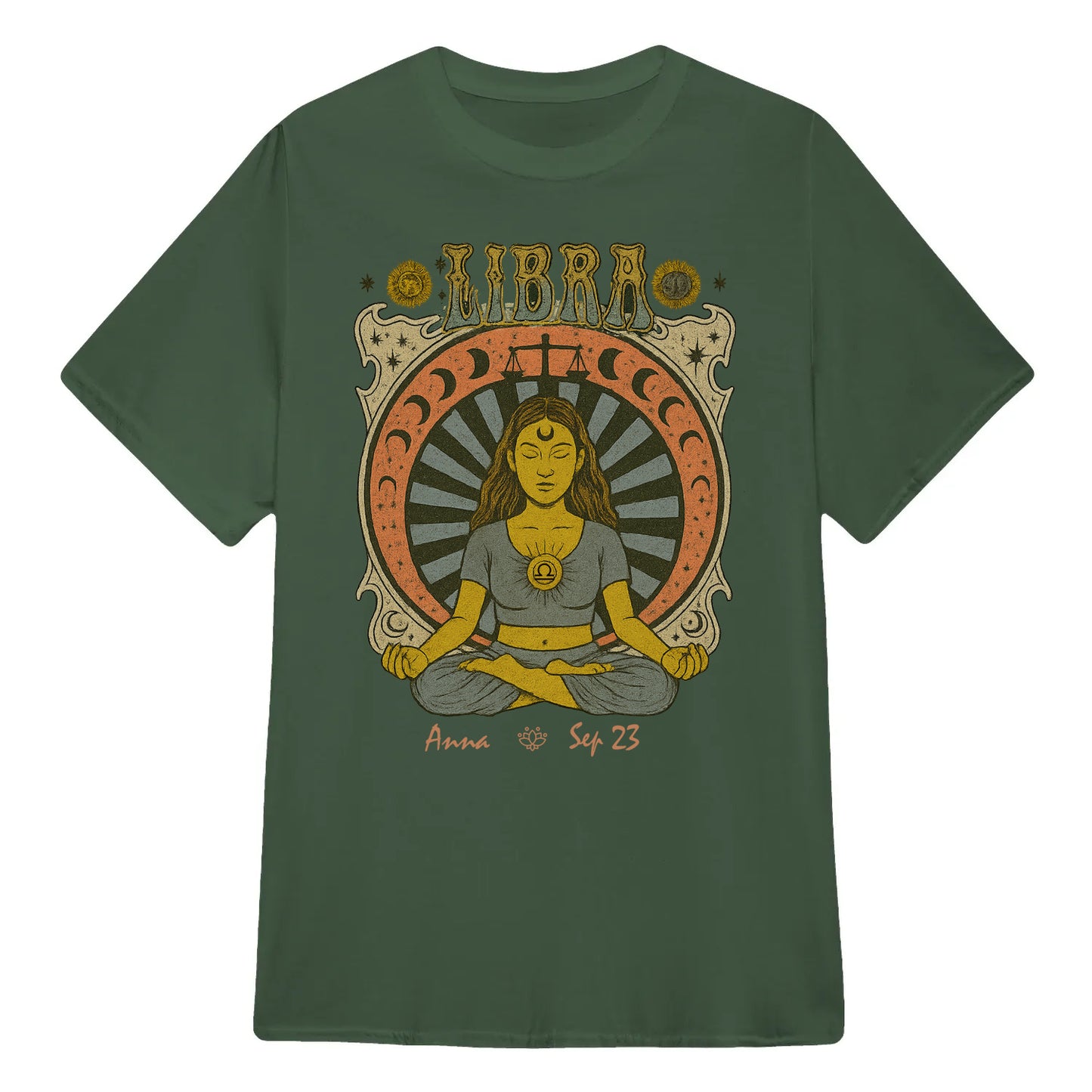 Zodiac Libra Meditation Mandala Sun and Moon Symbols Yoga Classic Unisex T-Shirt | 5To9Style