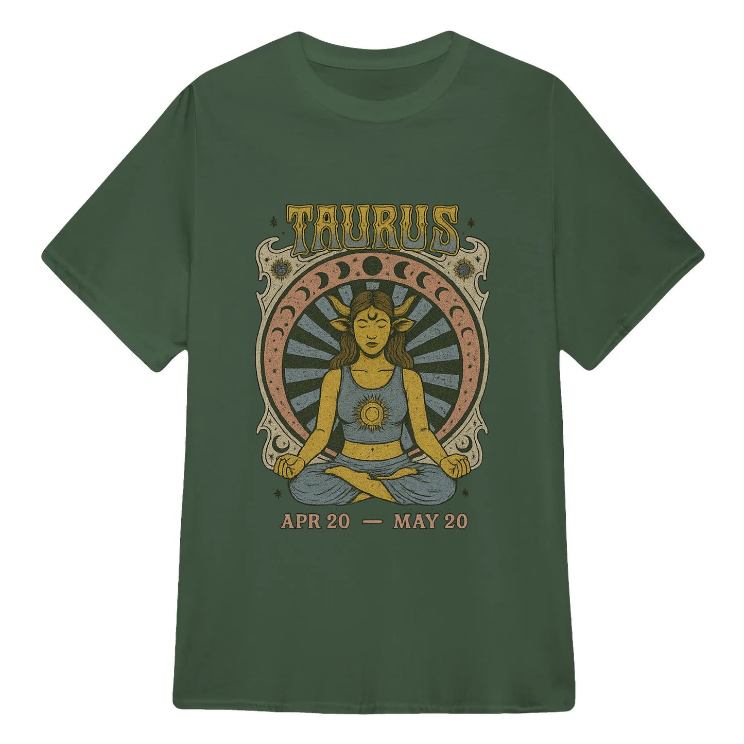 Taurus Zodiac Meditation Moon Phase Yoga Classic Unisex T-Shirt | 5To9Style