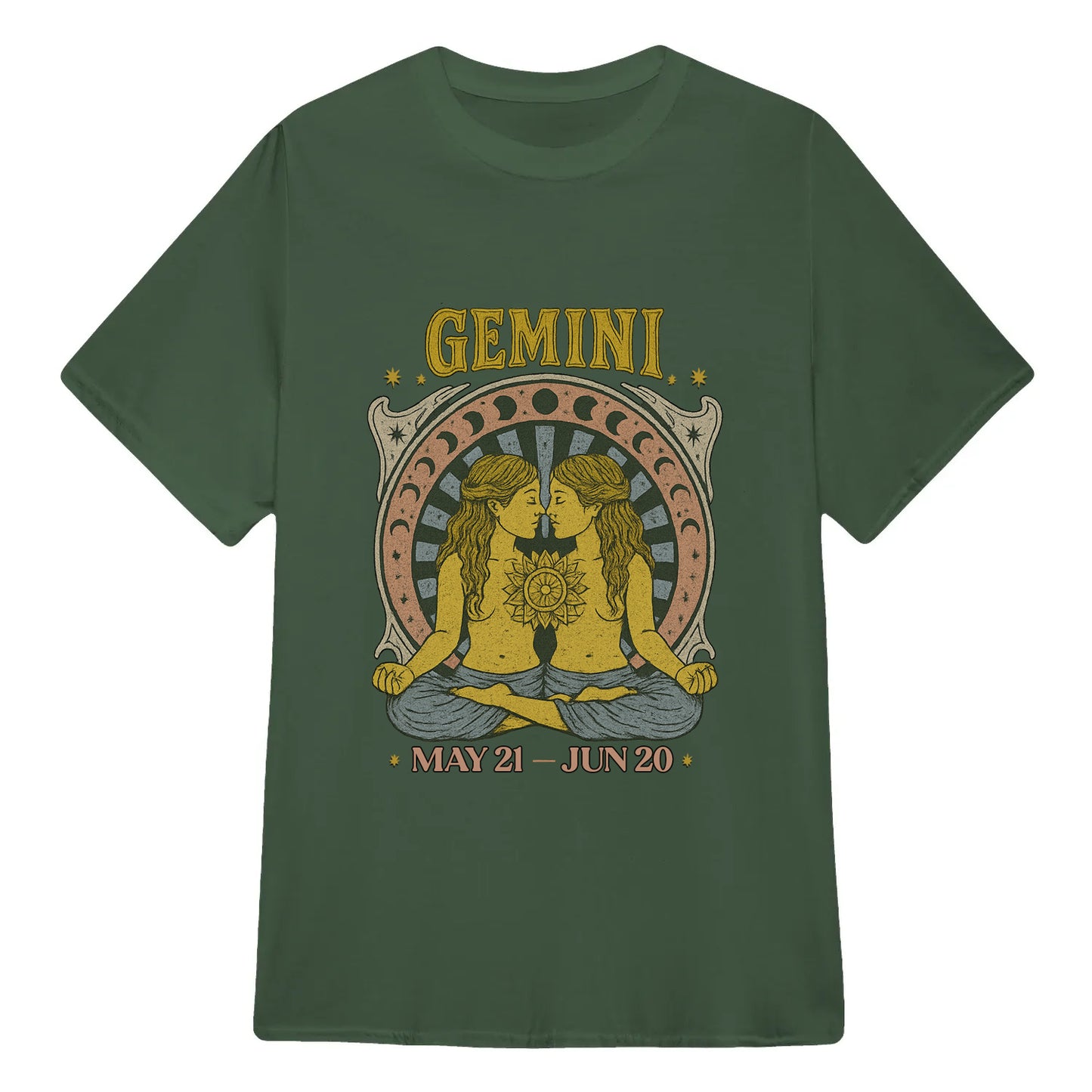Gemini Zodiac Meditation Moon Phase Yoga Classic Unisex T-Shirt | 5To9Style