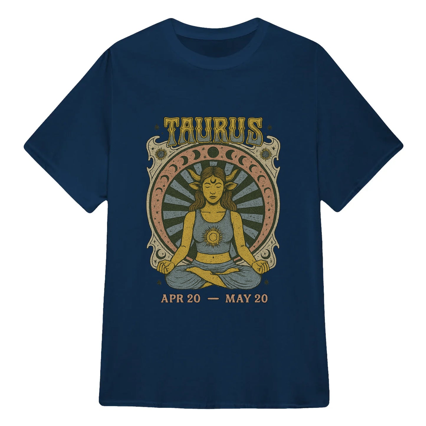 Taurus Zodiac Meditation Moon Phase Yoga Classic Unisex T-Shirt | 5To9Style