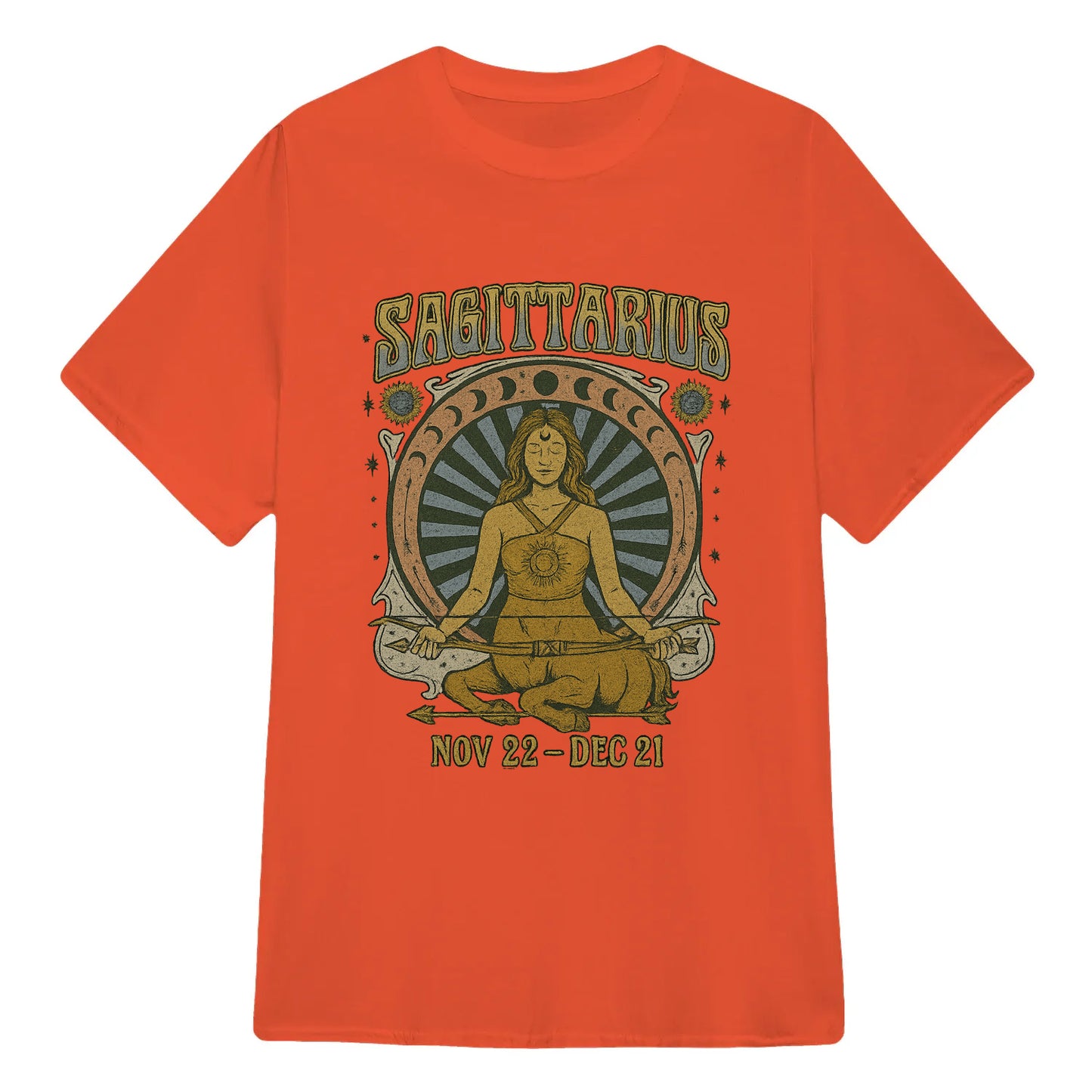 Sagittarius Zodiac Meditation Moon Phase Yoga Classic Unisex T-Shirt | 5To9Style