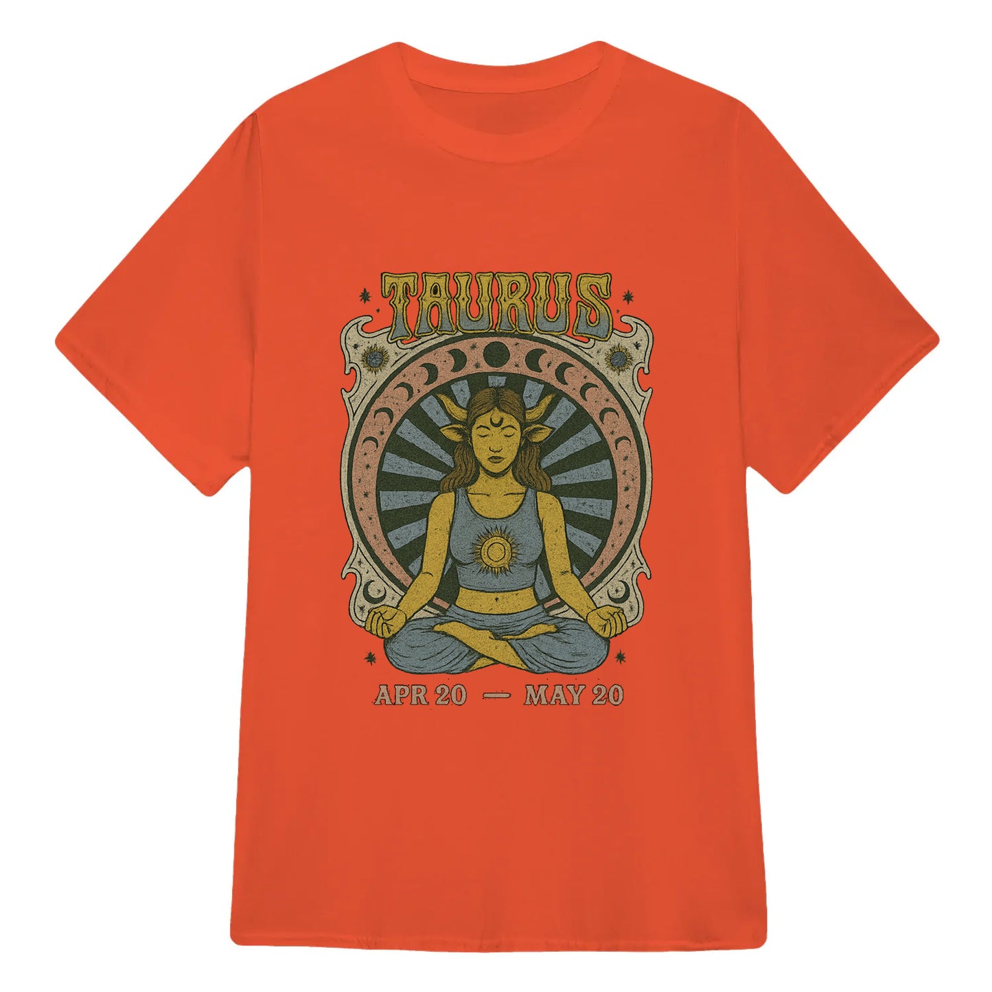 Taurus Zodiac Meditation Moon Phase Yoga Classic Unisex T-Shirt | 5To9Style