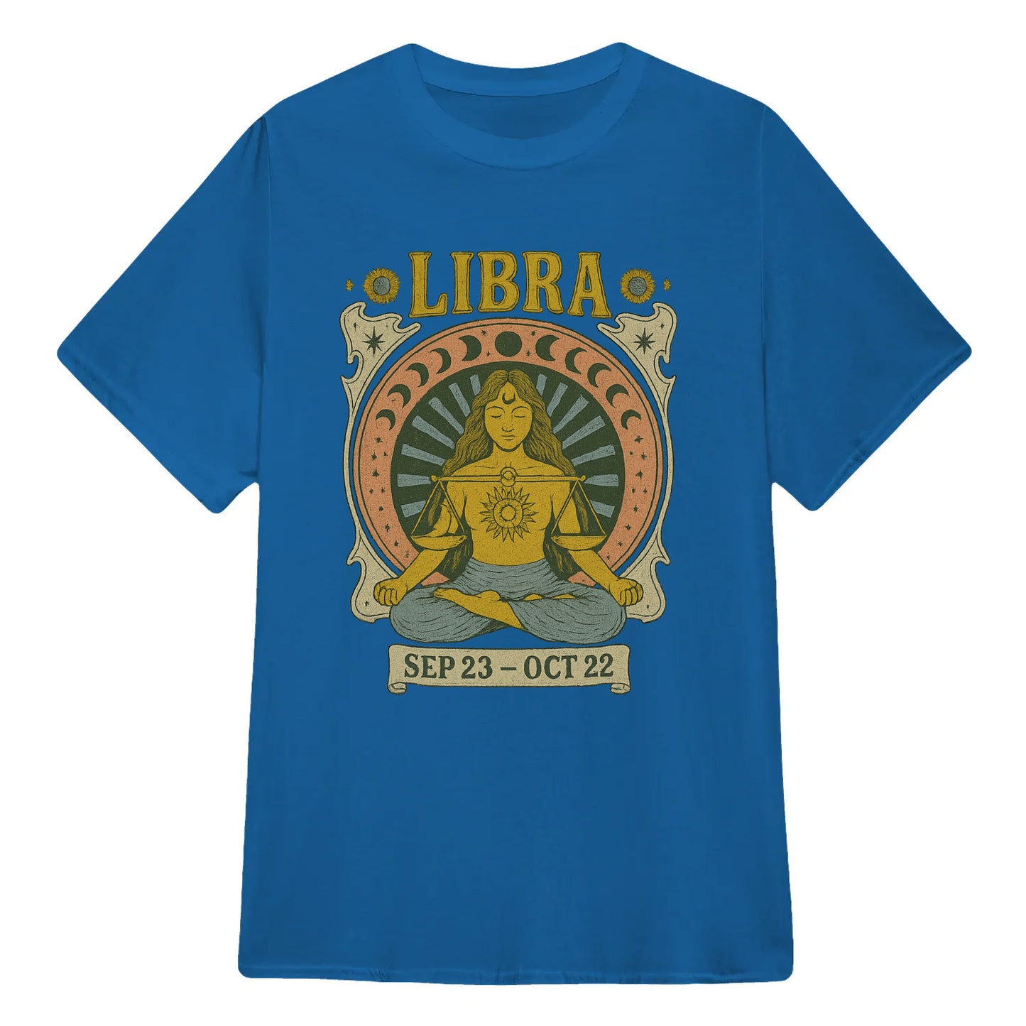 Libra Zodiac Meditation Moon Phase Yoga Classic Unisex T-Shirt | 5To9Style