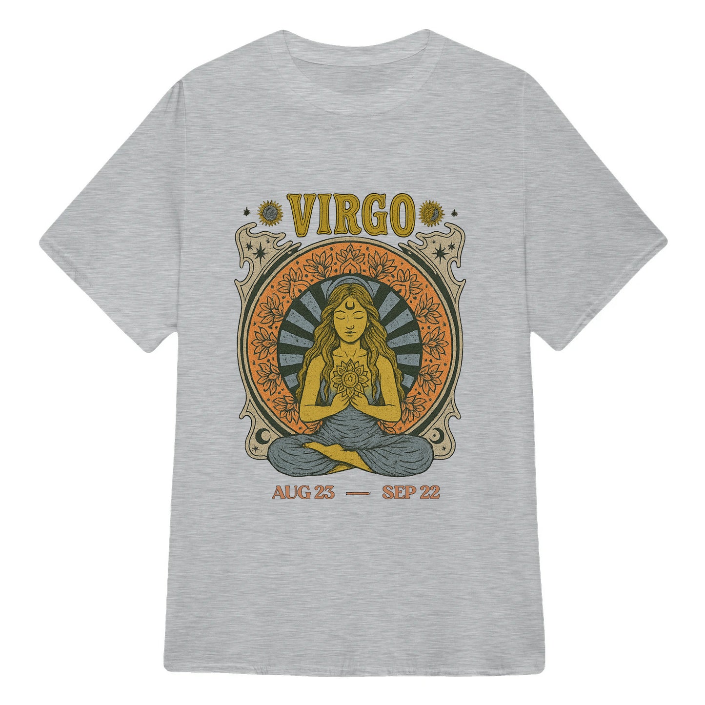 Virgo Zodiac Meditation Moon Phase Yoga Classic Unisex T-Shirt | 5To9Style