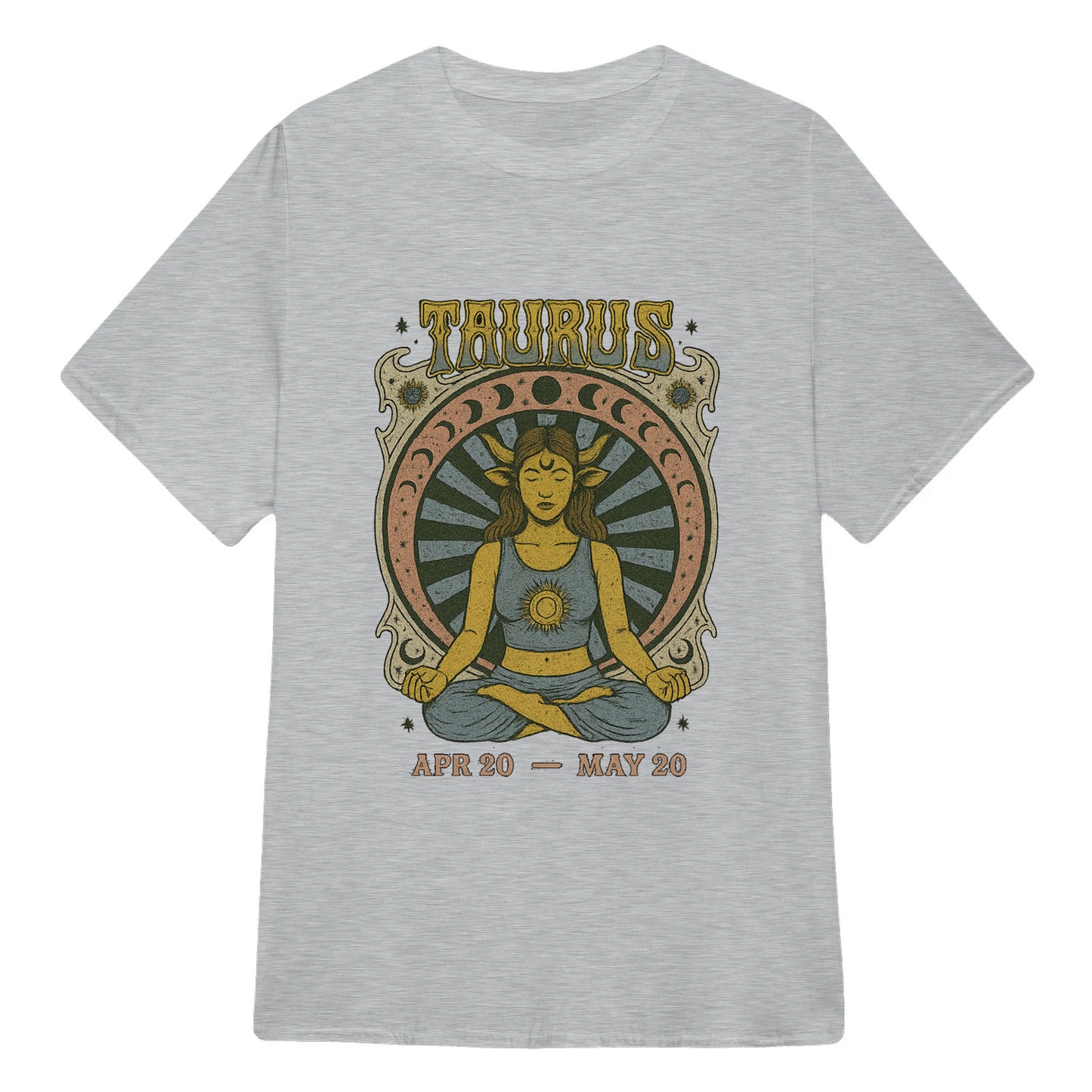 Taurus Zodiac Meditation Moon Phase Yoga Classic Unisex T-Shirt | 5To9Style