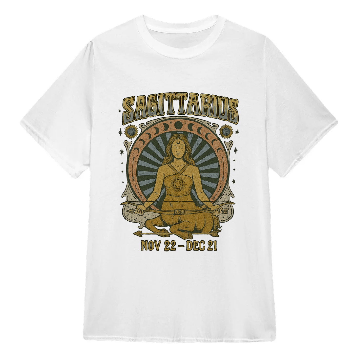 Sagittarius Zodiac Meditation Moon Phase Yoga Classic Unisex T-Shirt | 5To9Style