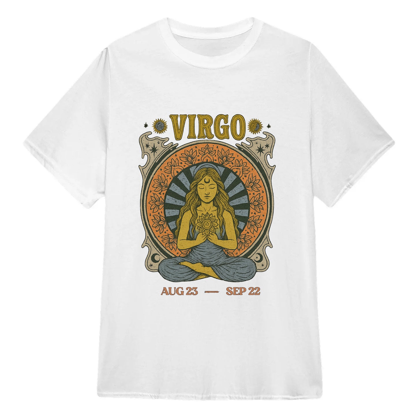 Virgo Zodiac Meditation Moon Phase Yoga Classic Unisex T-Shirt | 5To9Style