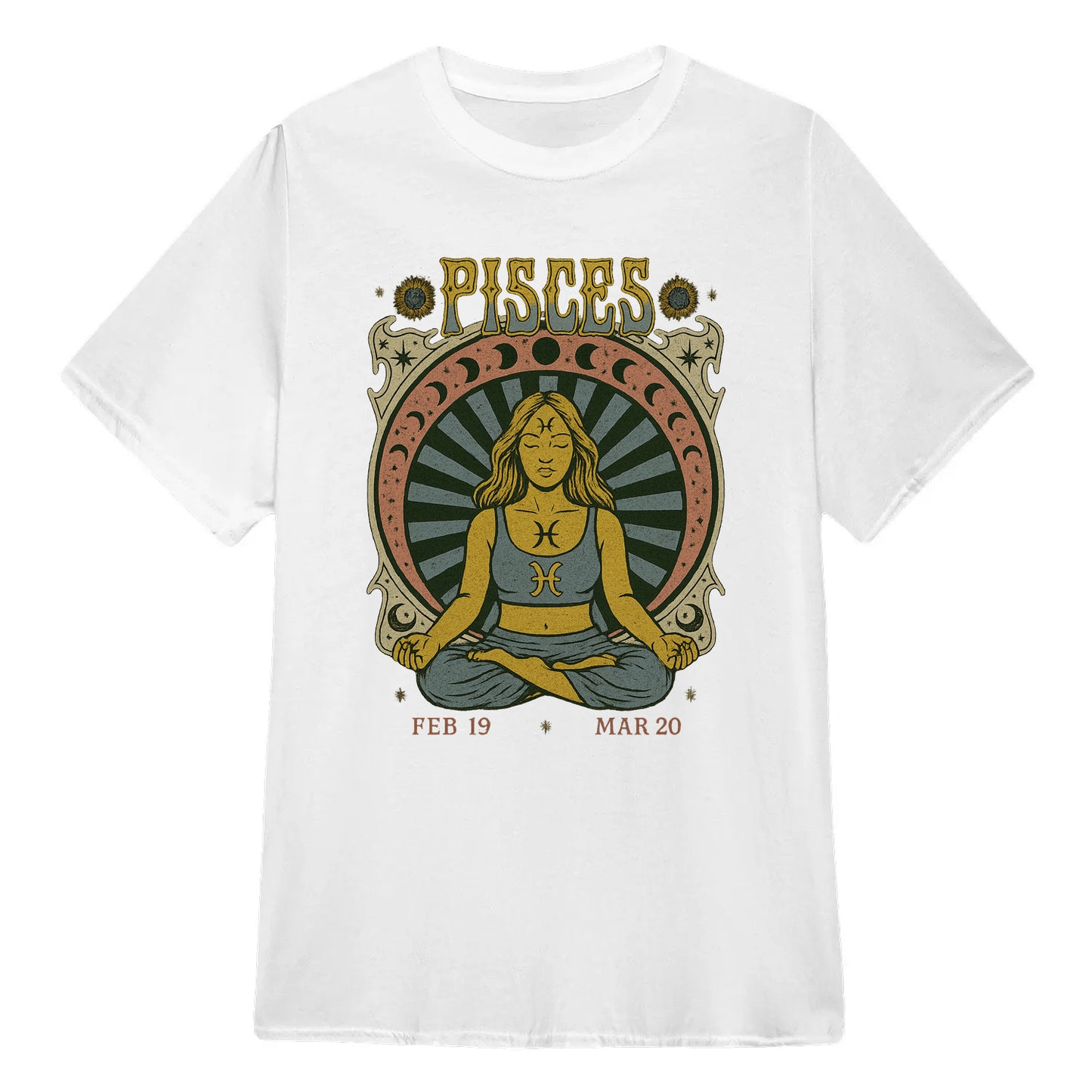 Pisces Zodiac Meditation Moon Phase Yoga Classic Unisex T-Shirt | 5To9Style