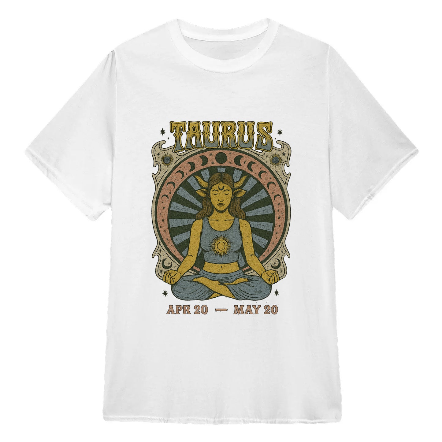 Taurus Zodiac Meditation Moon Phase Yoga Classic Unisex T-Shirt | 5To9Style