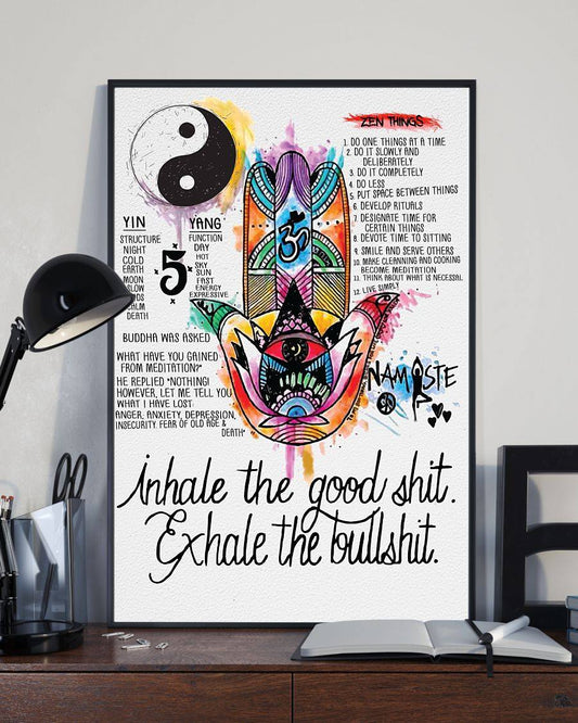 Yoga Namaste Hand Exhale The Bullshit - Vertical Poster - 5to9style