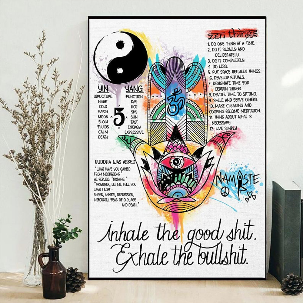 Yoga Namaste Hand Exhale The Bullshit - Vertical Poster - 5to9style