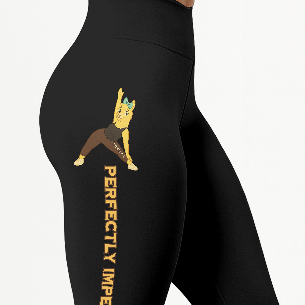 Perfectly Imperfect Chill Llama Yoga Pants All-Over Print Women's High Waist Leggings | 5To9Style