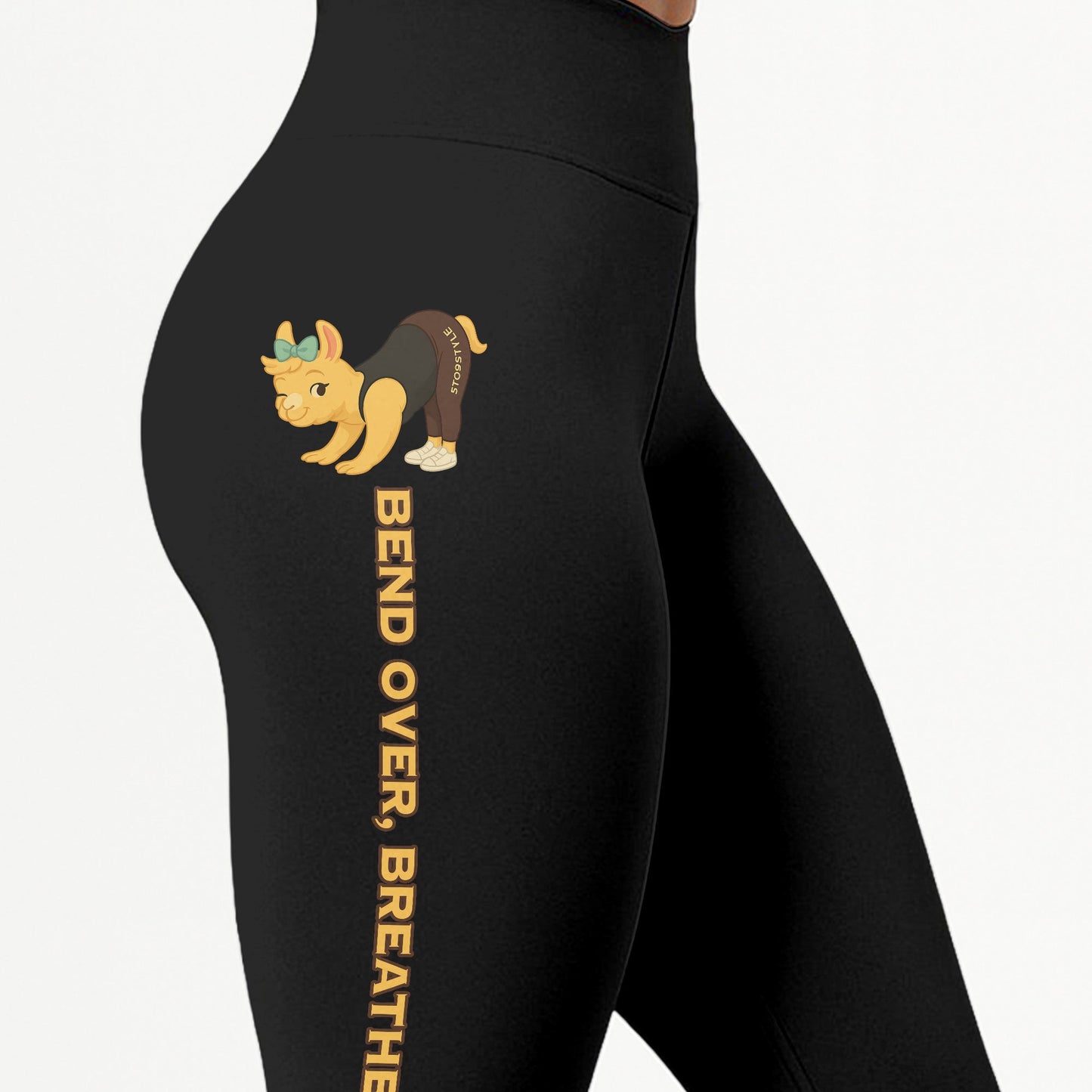 Bend Over, Breathe Out 👠Chill Llama Yoga Pants All-Over Print Women's High Waist Leggings | 5To9Style
