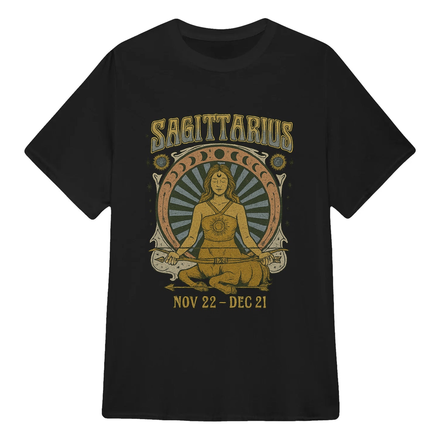 Sagittarius Zodiac Meditation Moon Phase Yoga Classic Unisex T-Shirt | 5To9Style