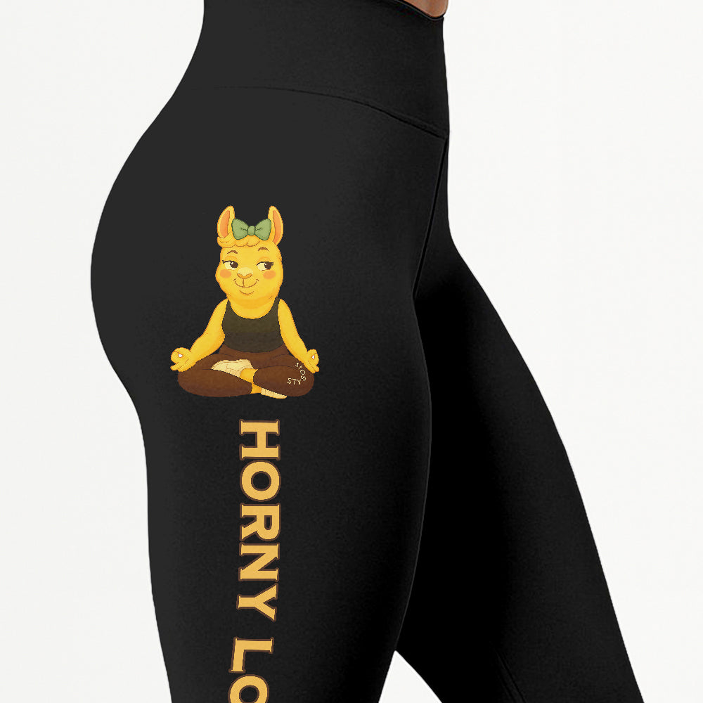 Horny Lotus Chill Llama Yoga Pants All-Over Print Women's High Waist Leggings | 5To9Style