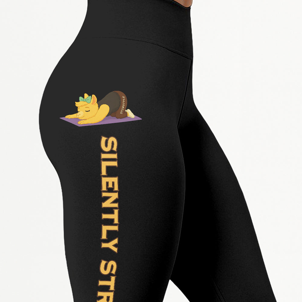 Silently Strong Chill Llama Yoga Pants All-Over Print Women's High Waist Leggings | 5To9Style