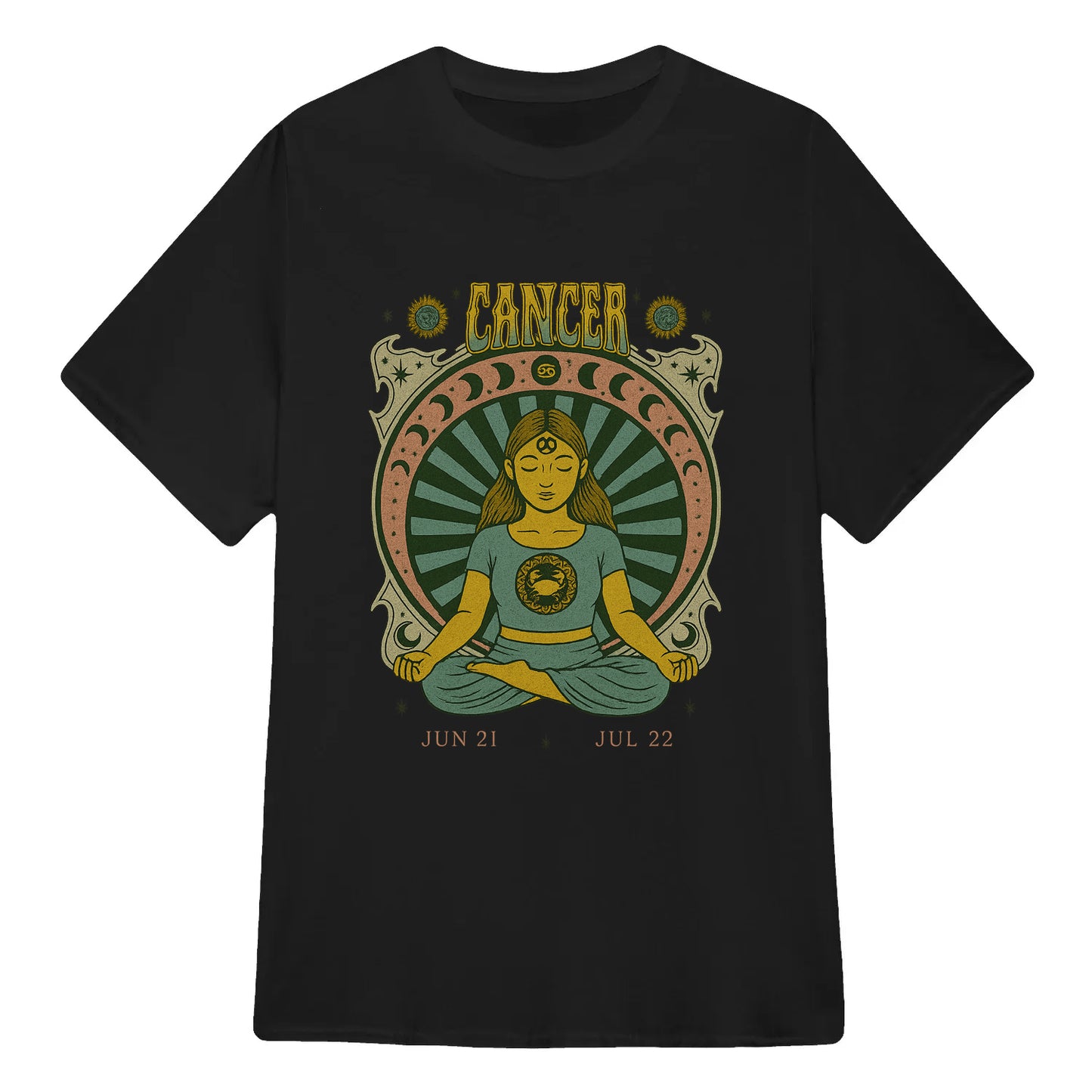 Cancer Zodiac Meditation Moon Phase Yoga Classic Unisex T-Shirt | 5To9Style