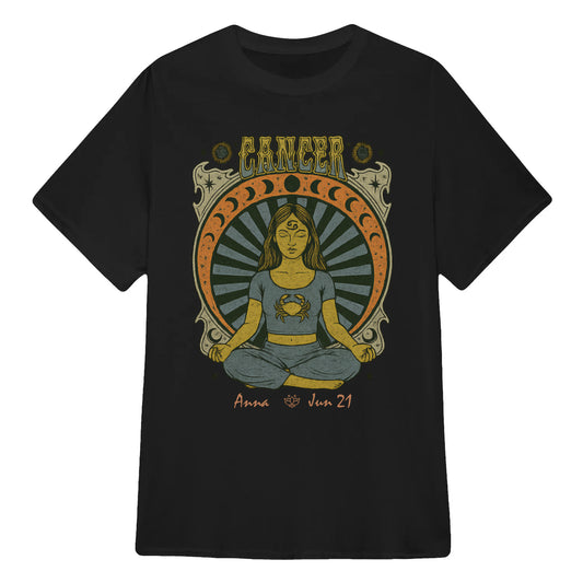 Zodiac Cancer Meditation Mandala Sun and Moon Symbols Yoga Classic Unisex T-Shirt | 5To9Style