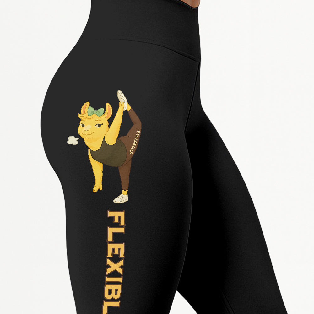 Flexible AF Chill Llama Yoga Pants All-Over Print Women's High Waist Leggings | 5To9Style