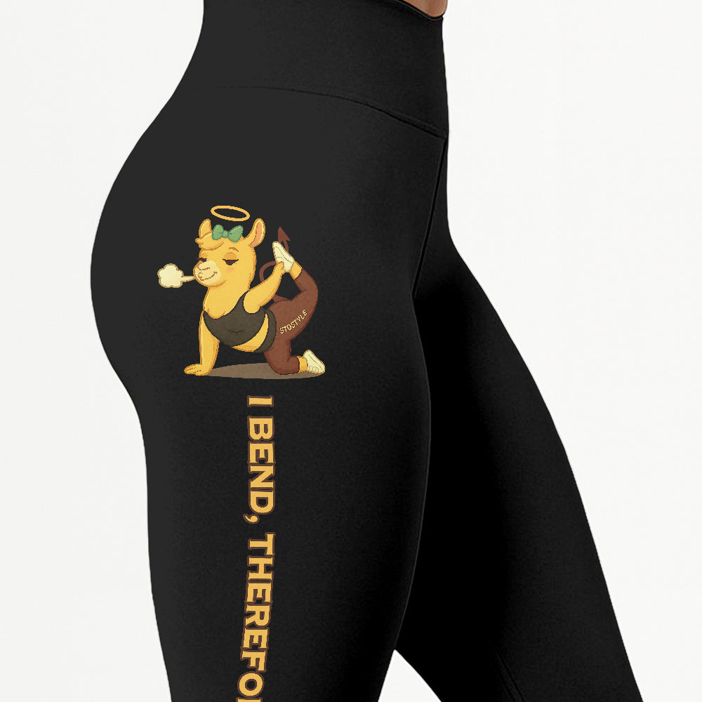I Bend, Therefore I Sin Chill Llama Yoga Pants All-Over Print Women's High Waist Leggings | 5To9Style