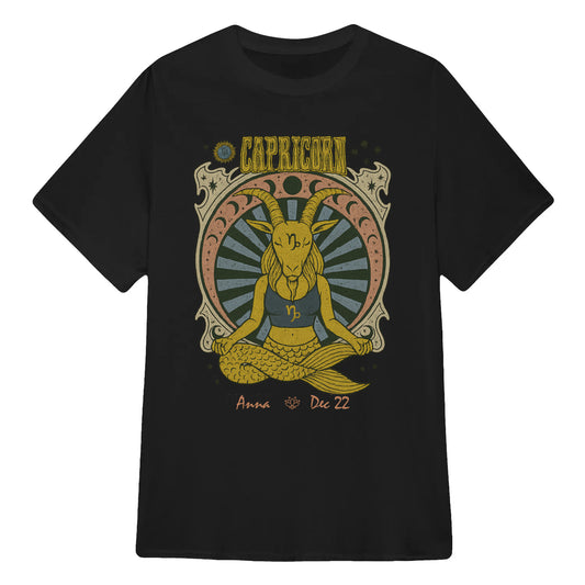 Zodiac Capricorn Meditation Mandala Sun and Moon Symbols Yoga Classic Unisex T-Shirt | 5To9Style