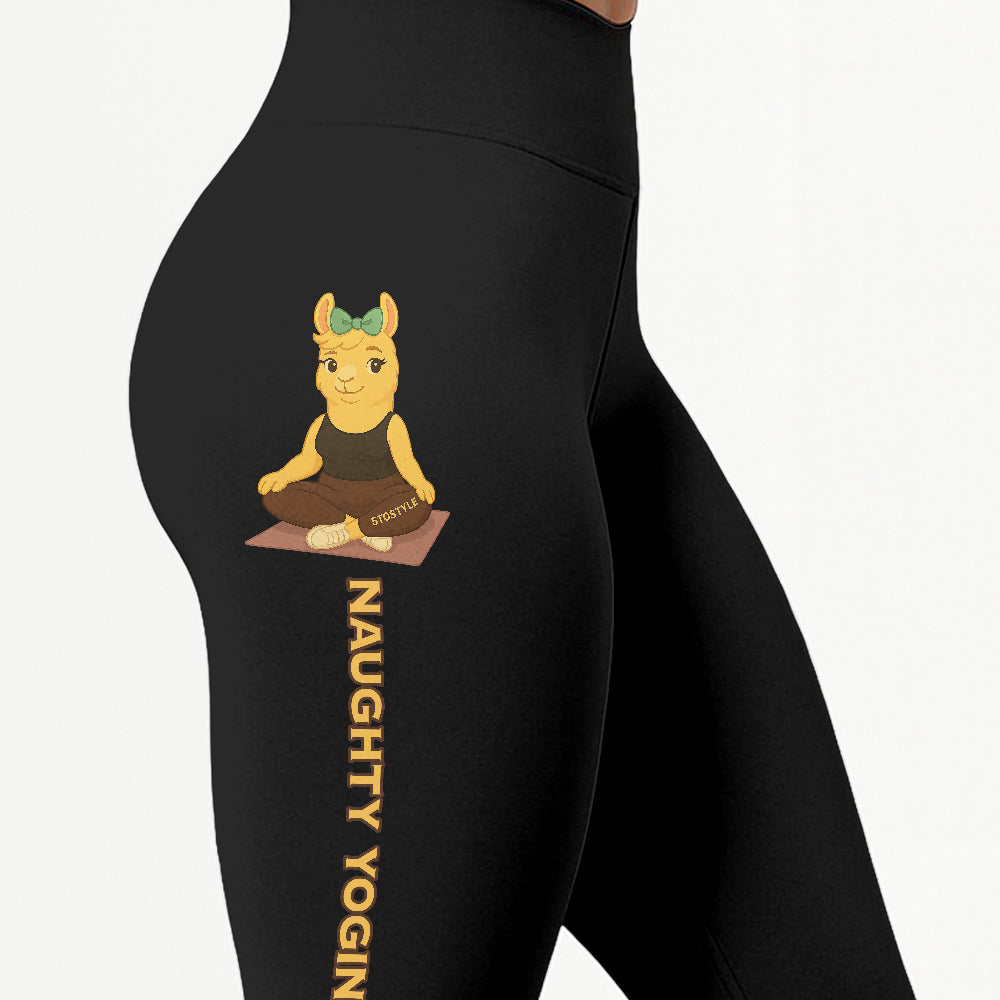 Naughty Yogini Vibes Chill Llama Yoga Pants All-Over Print Women's High Waist Leggings | 5To9Style