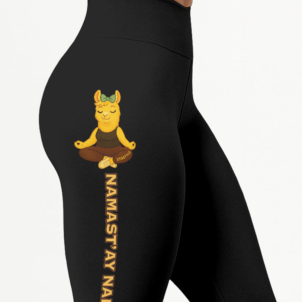 Namast’ay Naked Chill Llama Yoga Pants All-Over Print Women's High Waist Leggings | 5To9Style