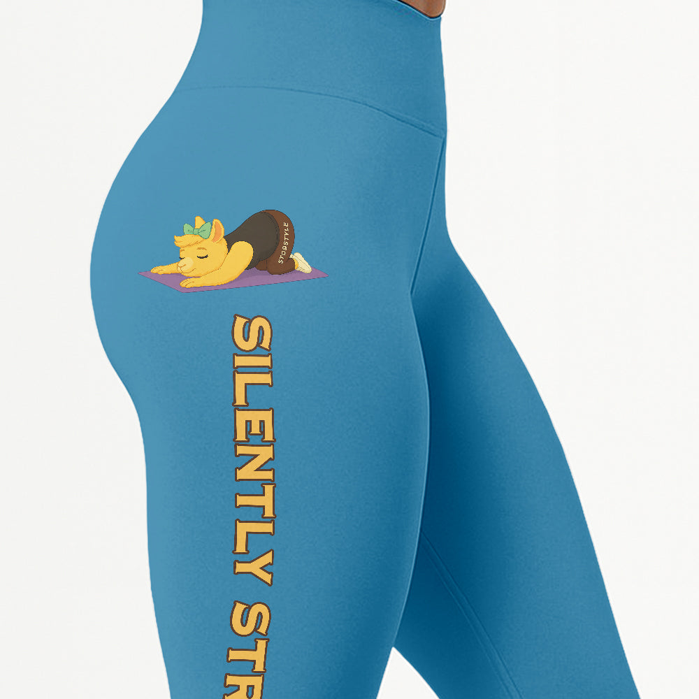 Silently Strong Chill Llama Yoga Pants All-Over Print Women's High Waist Leggings | 5To9Style