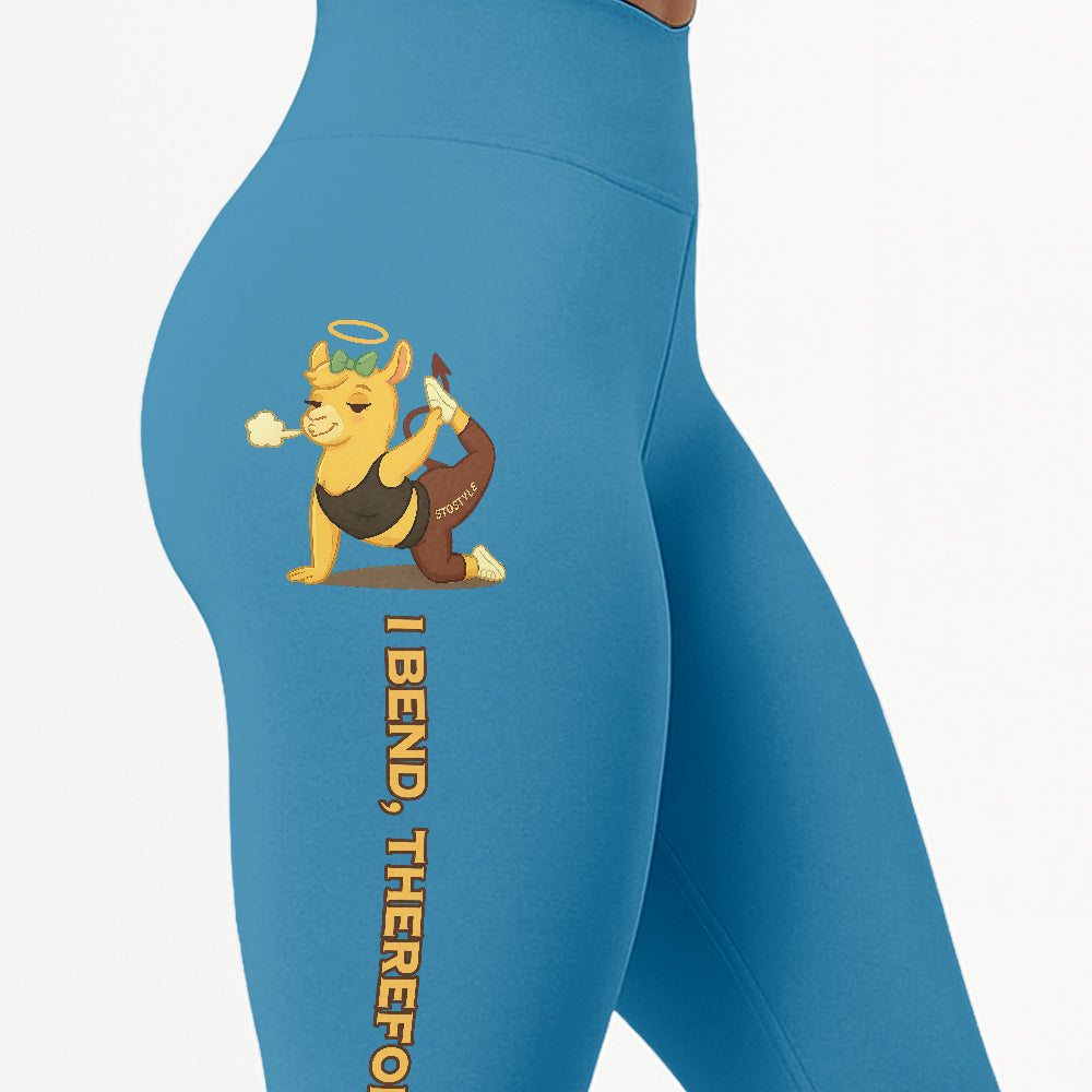I Bend, Therefore I Sin Chill Llama Yoga Pants All-Over Print Women's High Waist Leggings | 5To9Style
