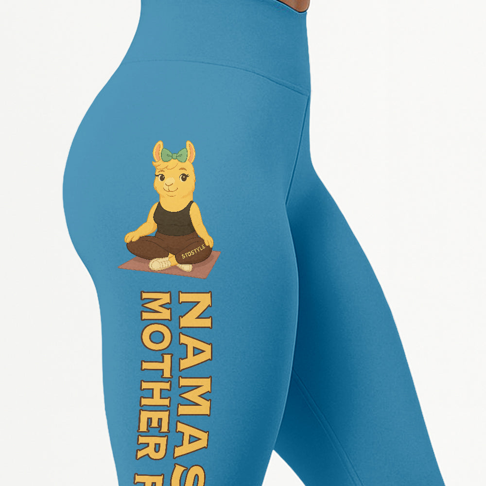 Namaste Mother Fuck Chill Llama Yoga Pants All-Over Print Women's High Waist Leggings | 5To9Style