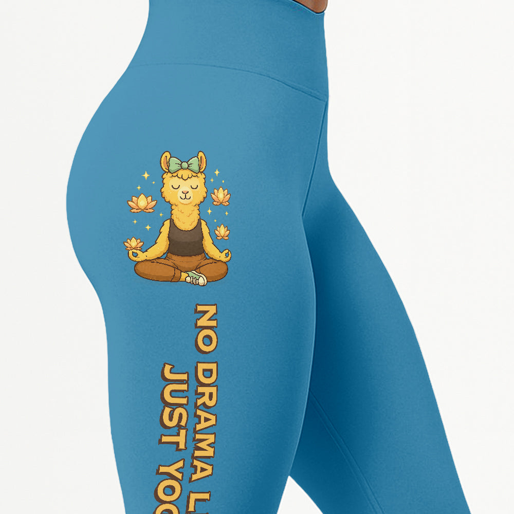 No Drama Llama, Just Yoga Cool Chill Llama Yoga Pants All-Over Print Women's High Waist Leggings | 5To9Style