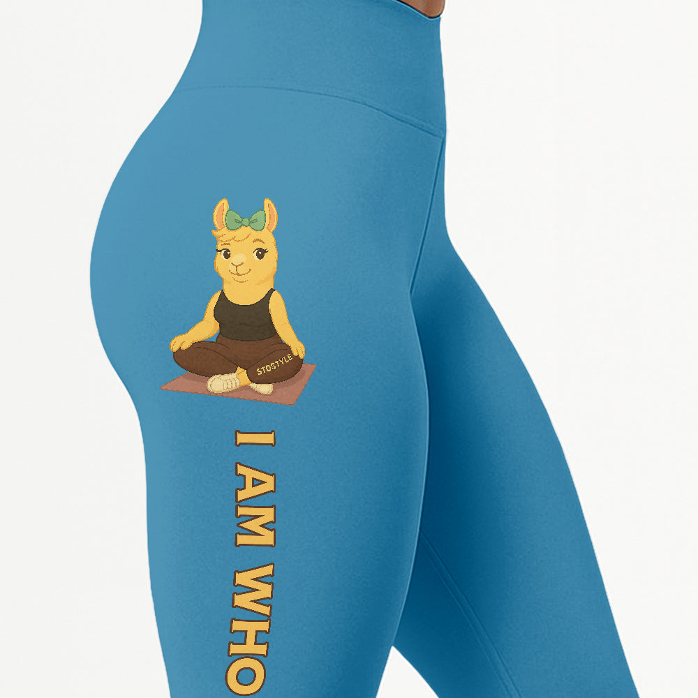 I Am Who I Am Chill Llama Yoga Pants All-Over Print Women's High Waist Leggings | 5To9Style