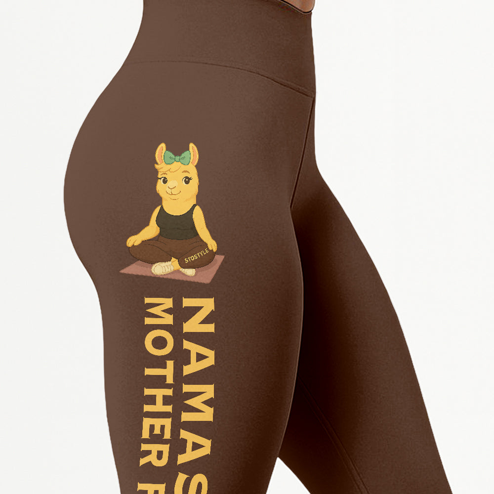 Namaste Mother Fuck Chill Llama Yoga Pants All-Over Print Women's High Waist Leggings | 5To9Style