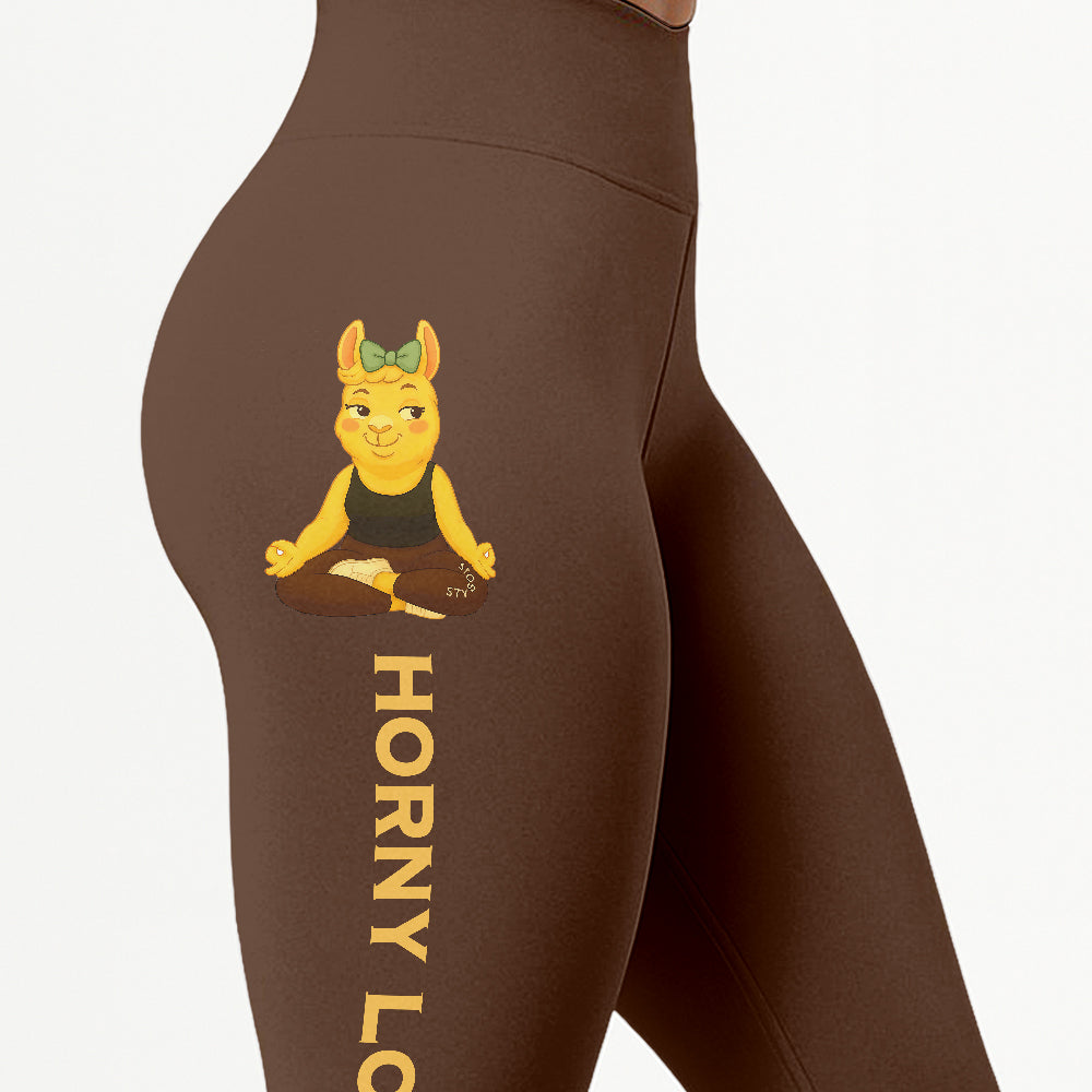 Horny Lotus Chill Llama Yoga Pants All-Over Print Women's High Waist Leggings | 5To9Style