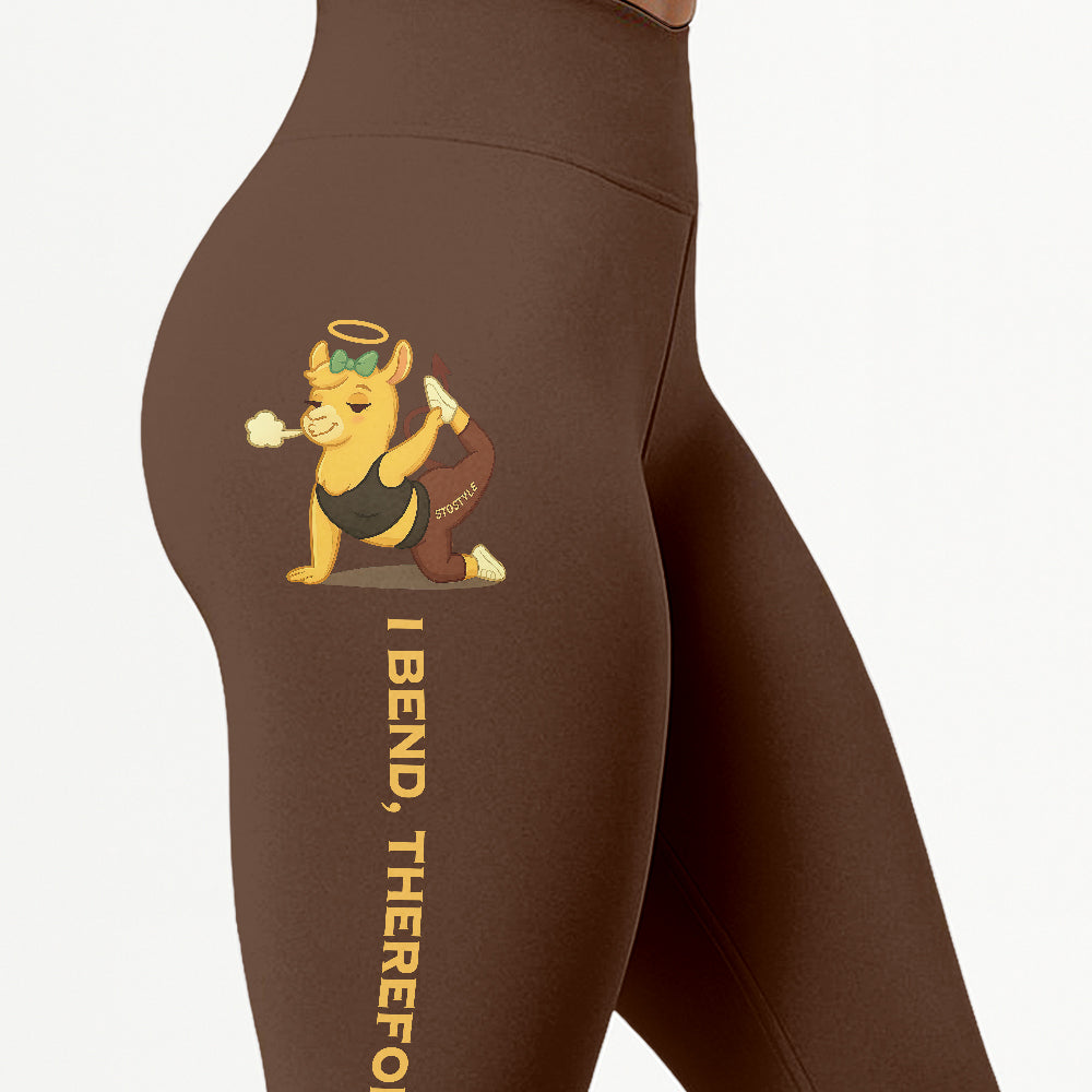 I Bend, Therefore I Sin Chill Llama Yoga Pants All-Over Print Women's High Waist Leggings | 5To9Style
