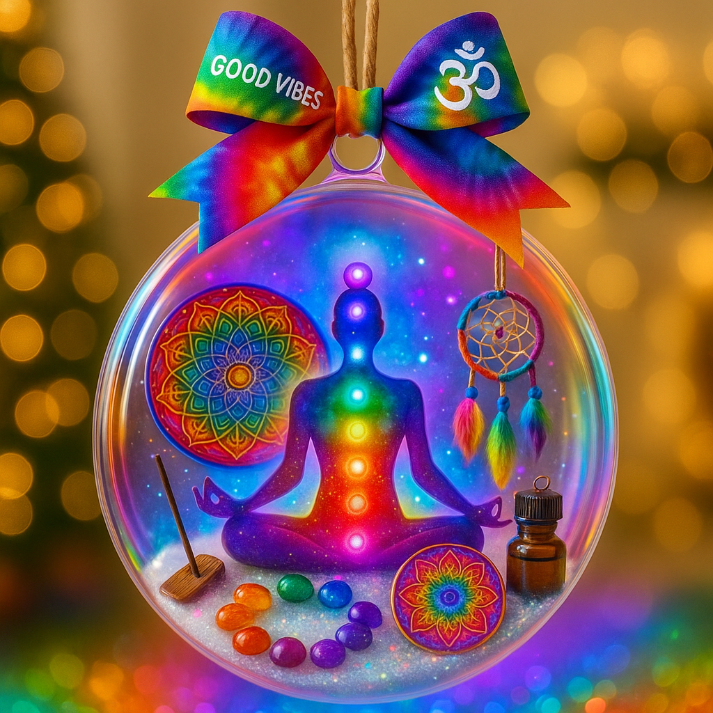 Yoga Meditation Boho Hippie 2 Ornament Christmas 2025 - Ornament