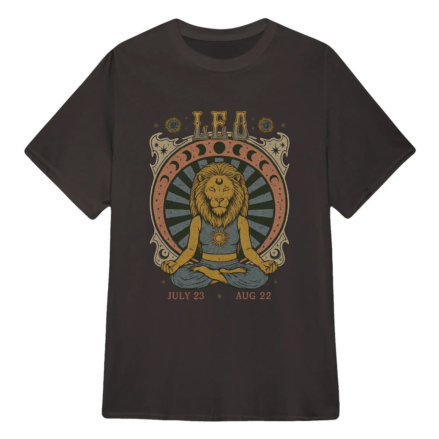 Leo Zodiac Meditation Moon Phase Yoga Classic Unisex T-Shirt | 5To9Style